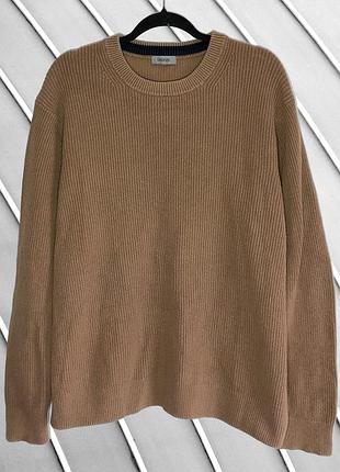 Мужской свитер george 2xl 56 46 56, вязаный песочный, зимний хлопковый, коричневый оттенок, теплый, базовый, трикотажная, повседневная одежда