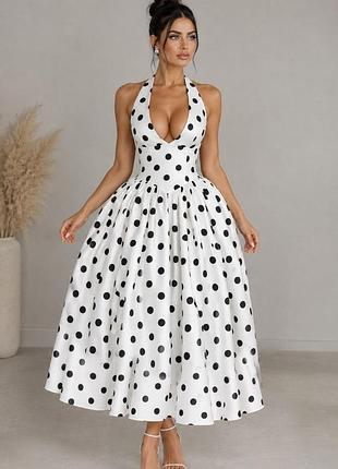 Распродажа платье prettylittlething натуральное мидакси горох