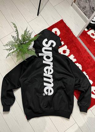 Чоловіче худі supreme / чорна кофта з капюшоном / брендове худі супрім / стильне чоловіче худі / якісна кофта supreme / чорне худі з принтом на спині