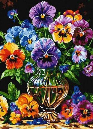 Картина за номерами - яскраві квіти у скляній вазі ©art_selena_ua