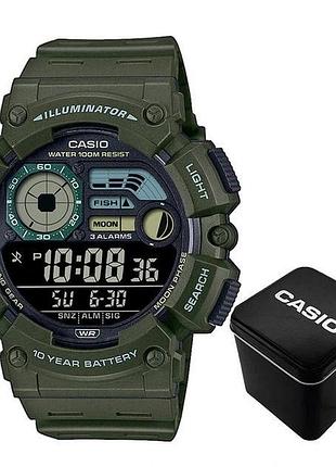 Мужские спортивные часы casio ws-1500h-3b (с функцией рыбной ловли и фазами луны)