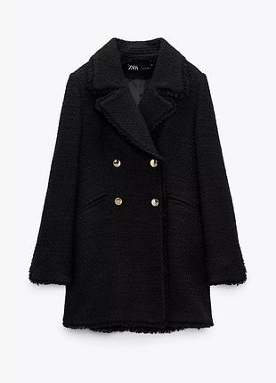 Подовжений жакет з твітової тканини розмір xl твід чорний zara