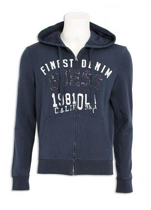 Синее худи на молнии guess (finest denim 1981 la) / зип-худи с капюшоном s-m