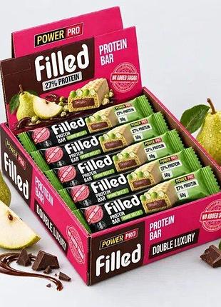 Протеиновый батончик power pro filled protein bar no added sugar, 10*50 грамм - пуар бель