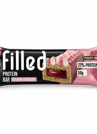 Протеиновый батончик power pro filled protein bar no added sugar, 50 грамм - фисташка-малина