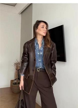 Шкіряний піджак massimo dutti