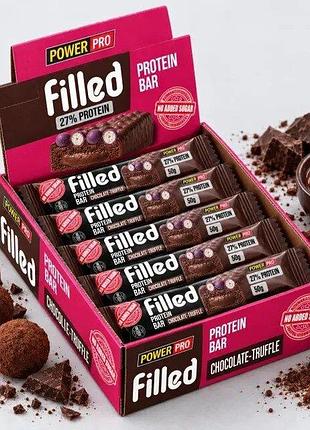 Протеиновый батончик power pro filled protein bar no added sugar, 10*50 грамм - шоколад-трюфель