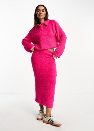 Міді спідниця жіноча asos design пухнаста яскраво-рожева