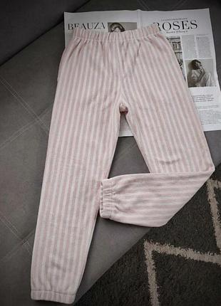 Жіночі домашні флісові штани в біло-рожеву смужку primark xl-xxxl 50-54
