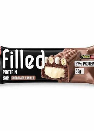 Протеиновый батончик power pro filled protein bar no added sugar, 50 грамм - шоколад-ваниль