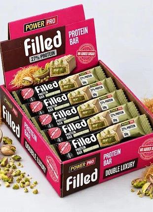 Протеиновый батончик power pro filled protein bar no added sugar, 10*50 грамм - фисташка-дубай
