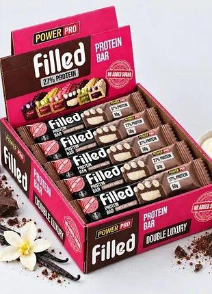 Протеиновый батончик power pro filled protein bar no added sugar, 10*50 грамм - шоколад-ваниль