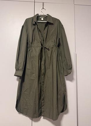 Довга сукня жіноча h&m сорочкового крою хакі