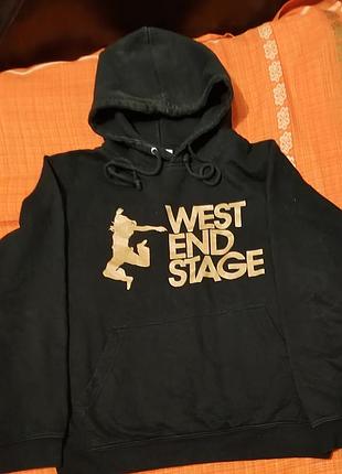 Жіноче черне худи с принтом west end stage  від бренду awdis брітанії.