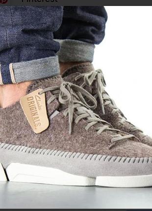 Ботинки шерстяные clarks 🌈 40размер бежевые шерстяные кроссовки ботинки