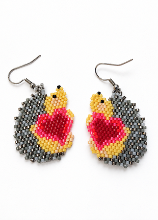 Серьги ежики ежики ручная работа бисер