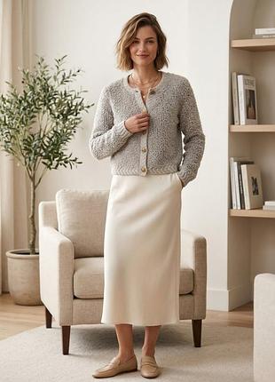 Стильный женский бежевый  кардиган-букле от  zara