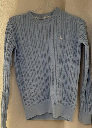 Нежно-голубой джемпер jack wills в косы / вязаный свитер / размер xs (uk 4 / us 0)