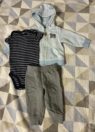 Костюм трійка для хлопчика carters 6 міс. з начосом