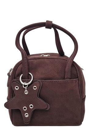 Необычная сумка велюр коричневый арт.869713 brown lusha (китай)