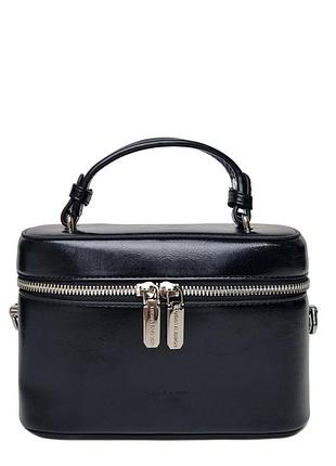 Маленькая женская сумка коробка искусственная кожа черный арт.869716 black lusha (китай)