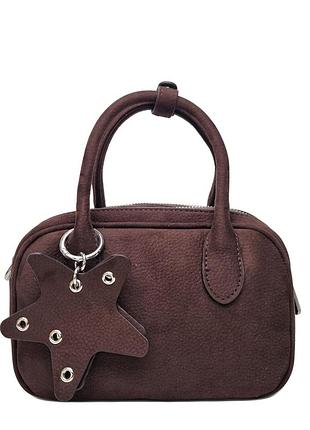Модная женская сумка велюр коричневый арт.869712 brown lusha (китай)
