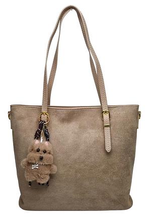 Сумка шоппер велюр бежевый арт.1846 beige (китай)
