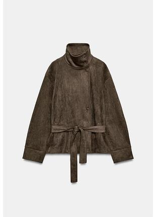 Zara куртка зі штучної замші з поясом