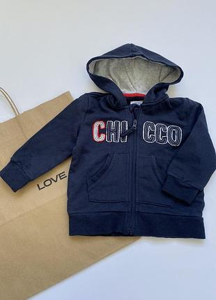 Фирменная кофта, толстовка на молнии chicco для мальчика, размер 68 (6-9 мес)