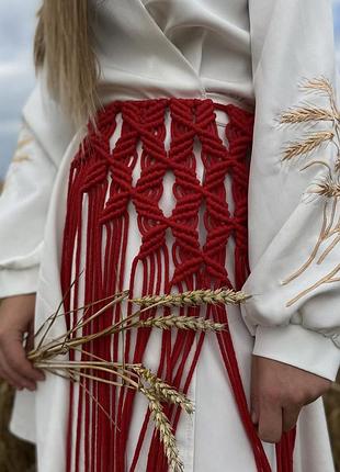 Пояс для жінок макраме червоний