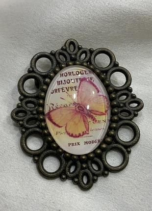 🦋📜 вінтажна брошка-камея «французький метелик» у vintage french shabby chic