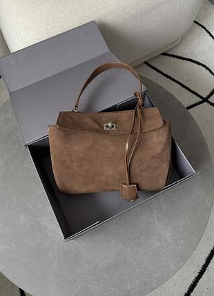 Сумка rodeo brown suede/silver замшева