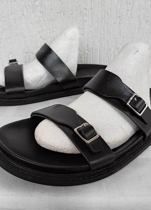 Брендовие кожанние шлепки pull & bear р.41