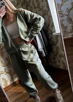 Спортивний костюм жіночий calvin klein хакі, розмір s, бавовна, фліс