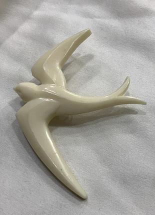 🕊️🤍 винтажная брошь белая ластовица vintage mid-century / art deco
