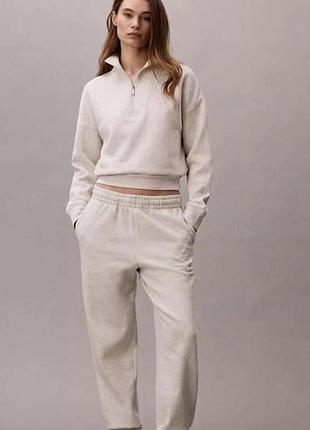 Спортивний костюм жіночий calvin klein, сірий, розмір s, бавовна, фліс