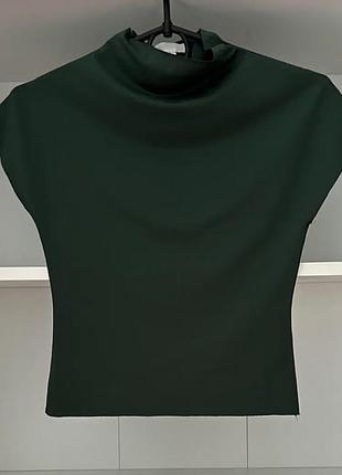Топ h&m смарагдовий з горловиною, розмір xs