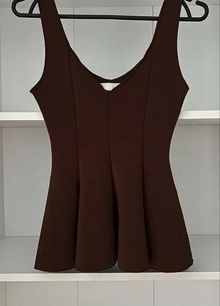 Подовжений топ h&m, розмір xs, темний шоколад