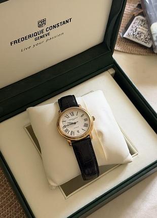 Годинники жіночі frederique constant з чорним шкіряним ремінцем