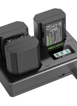 Комплект з трьох акумуляторів та зарядного пристрою neewer np-fz100 2280mah для камер sony