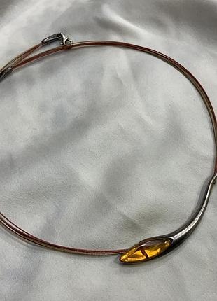 ✨🍁 срібне колье-чокер з бурштином / срібло 925 sterling silver modernist design