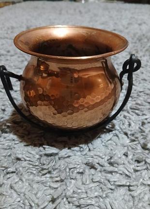 Котелок кашпо на ножках винтаж швеция 8.5×9.5см