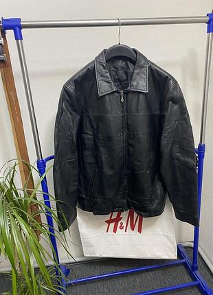 Шкіряна вінтажна куртка genue leathers ретро бомбер кожа 3
