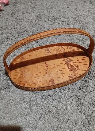 Корзина из дерева береста ручная работа винтаж 15×32×20см 1981р