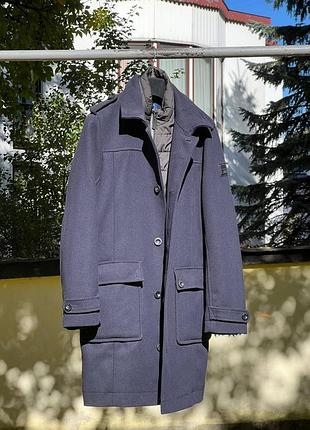 Пальто чоловіче демісезонне вовняне tom tailor premium 2-в-1 розмір l