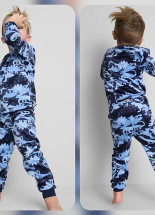 Пижама велюровая, домашний костюм велюровый с динозаврами primark
