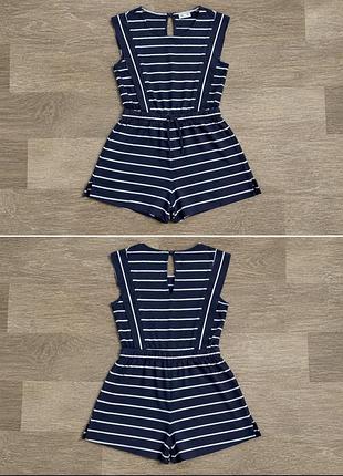 Комбінезон літній для дівчинки zara kids смугастий, синьо-білий