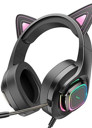 Навушники hoco cute cat luminous cat ear gaming headphones w107