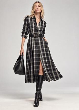 Приталена сукня-сорочка zara міді з металізованою ниткою | ефект shimmer