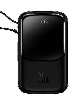 Умб baseus qpow pro digital display fast charge power bank (with lightning cable) 10000mah |usb/type-c/lightning, 20w/5a, pd/qc|